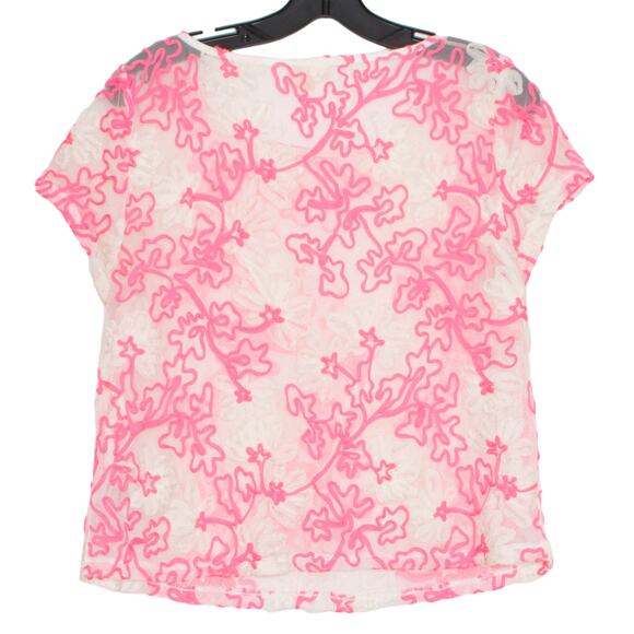 Meadow Rue Womens Top Cherry Blossom Mesh Sheer Barbie Core Pink Size Small FF - Picture 5 of 5